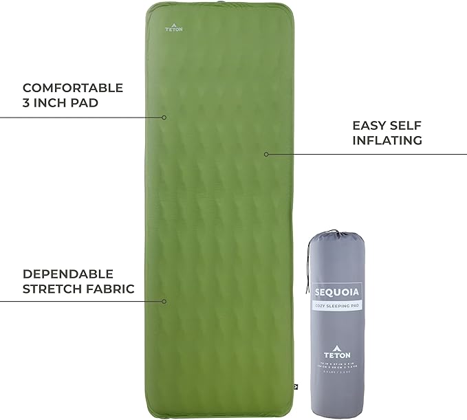 Teton Outfitter Sleeping Pad for Cot, Extra Thick Comfortable Camping Mattress for Adults, Portable Roll-Up Camp Pad, Durable Foam Cushioning