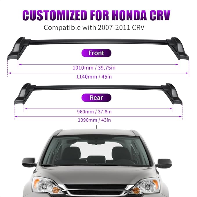 Roof Racks for Honda CRV 2007 2008 2009 2010 2011, 168 lbs Capacity Aluminum Roof Rack Crossbars Luggage Rack Cargo Bars for Canoe, Bike, Kayak, Snowboard, Skiboard, Rooftop Cargo Carrier Bag/Basket