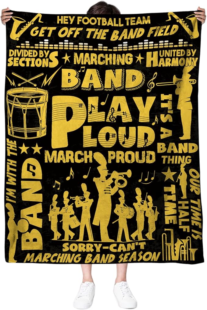 Marching Band Gifts Blanket for Teens, Band Director Gifts for Marching Band Adult, Band Flannel Blanket for Men/Women, Rock Band Blanket 80 * 60" Birthday Thanksgiving Gift