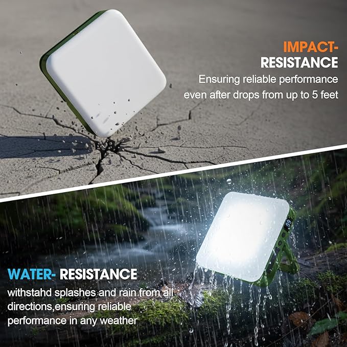 10000mAh Rechargeable Camping Lantern – Portable LED Outdoor Light with Power Bank, Magnetic Base, Tripod Compatible, Stepless Dimming for Camping, Hiking, Fishing, Emergency Use (Green)