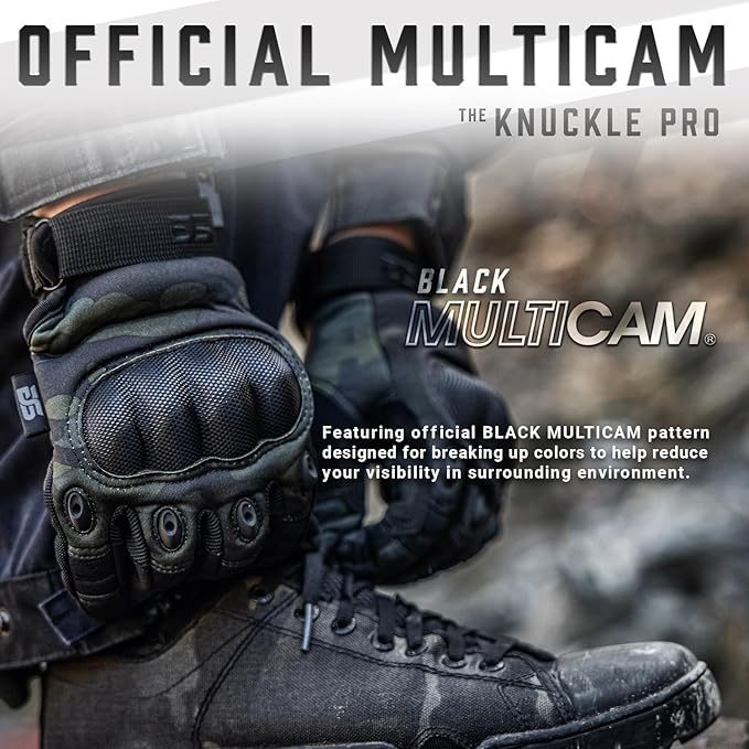 Glove Station Tactical Gloves for Men – Touchscreen Utility Gear with Hard Knuckle Protection Used in Motorcycle, Airsoft, Combat, Police, Shooting & Outdoor Work Black Multicam XX-Large