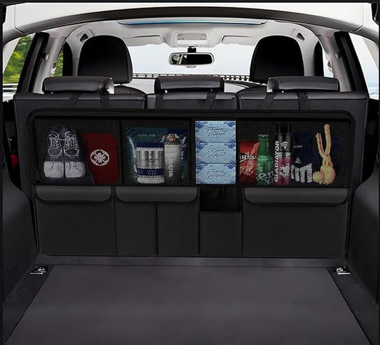 Car Trunk Organizer with 9 Large Pockets, Car Storage Organizer for SUV/MPV/Truck, Space Saver Travel Accessories (Black)