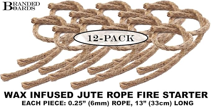Bushcraft Fire Starter Kits. Ferrocerium Rod, Multi Tool Fire Striker, Waterproof Waxed Jute Rope Tinder, Survival Paracord, Emergency Whistle, Burlap Bag