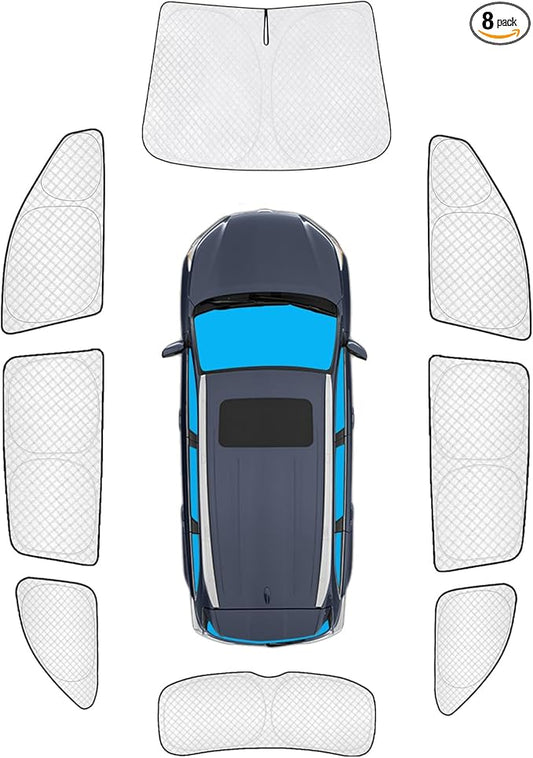 KMF 8pcs Thicken Sun Shades for Toyota Highlander 2020-2025(Not Grand Highlander) Accessories,Full Car Window Covers Sunshade for Windshield Side Rear, UV Block and Privacy Blackout for Car Camping