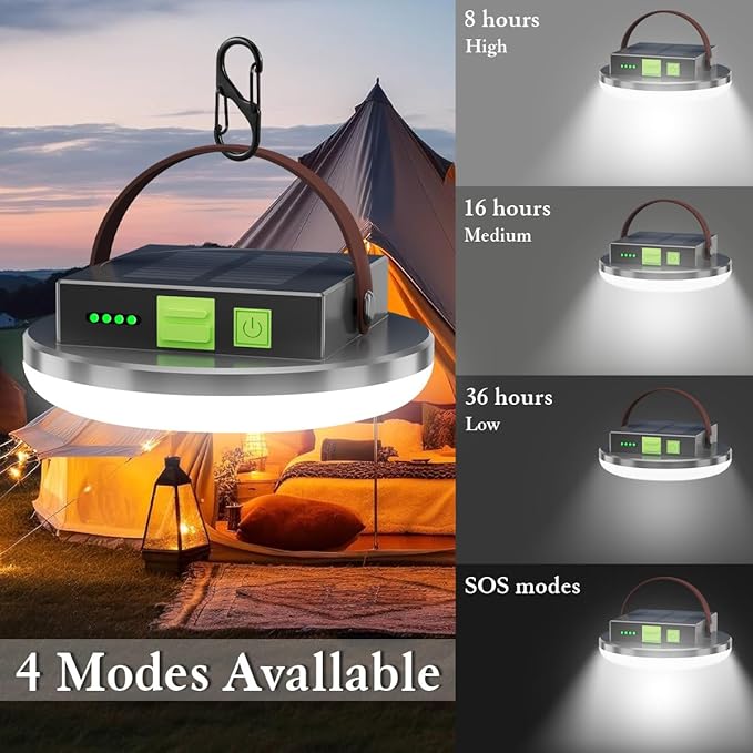 4500LM Solar Camping Light Portable LED Camping Lantern Rechargeable Light 45W, Waterproof Hanging Tent Lights for Camping, Emergency, Hurricane, Power Outage