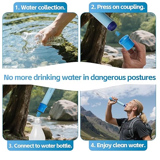 6 Pcs Water Filter Coupling Compatible with LifeStraw, Easy Drinking & Sharing, Unique Thread Fits 28mm Water Bottles & Bags, Portable Adapter Kit for Water Filtration System, Hiking Gear