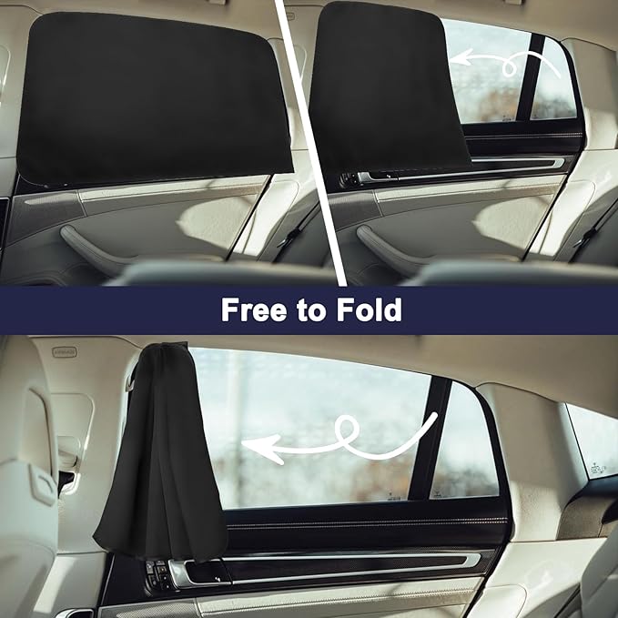 Ovege Car Window Shades Magnetic Suedette - Back Seat 2pcs Privacy Curtain UV Protection