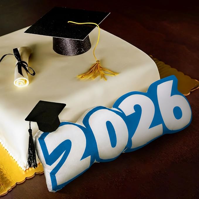 Beeveer Class of 2026 Autograph Stuffed Pillow 15.7" Graduation Autograph Stuffed Pillow Graduation Guest Signature Gifts Grad Party Sign in Decor for High School College(Blue,Classic)