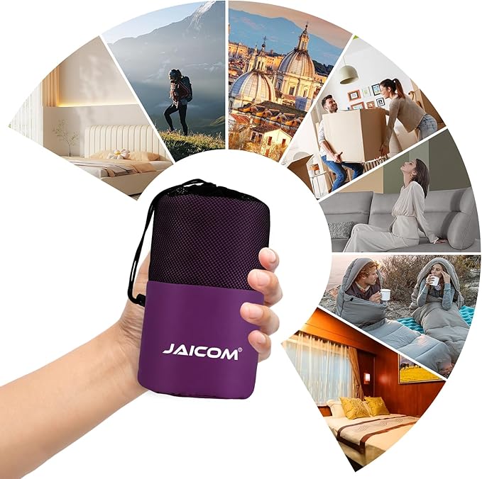 JAICOM Sleeping Bag Liner, Travel Sheets & Adult Sleep Sack, Ultralight and Portable Summer Sleeping Bag - Ideal for Backpacking, Hotels and Hostels, Business Trips, Camping