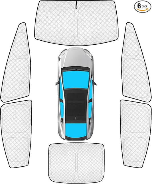 KMF 6pcs Thicken Sun Shades for Toyota Prius 2023-2025 Accessories,Full Car Window Covers Sunshade for Windshield Side Rear, UV Block and Privacy Blackout for Car Camping