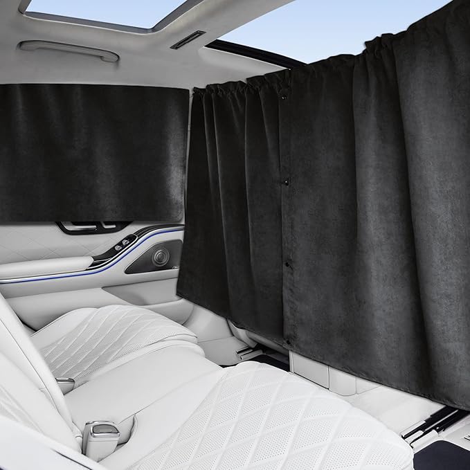 57.68 × 31.50 inch Set of 3 Car Privacy Curtains for SUV/ MVP/ Pickup Truck/ Small Car/ Sedan Accessories Universal Window Shades Light Blocking Sunshades for Kids Rear Side Window Shades