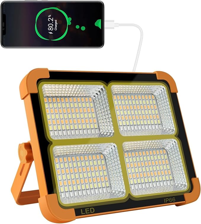 Portable LED Work Solar Light 100W 16500mAh 10000 LM with Stepless Brightness Job Site Battery Rechargeable LED Floor Light for Emergency Worklight for Hurricane