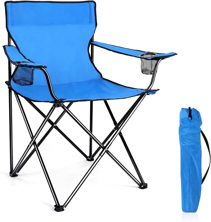 Joyfair Portable Camping Chair, Outdoor Lawn Folding Chairs for Adults, Heavy Duty Large Foldable Chairs for Beach, Fishing, Tailgating and More Outdoor Sport, Carry Bag & Cup Holder
