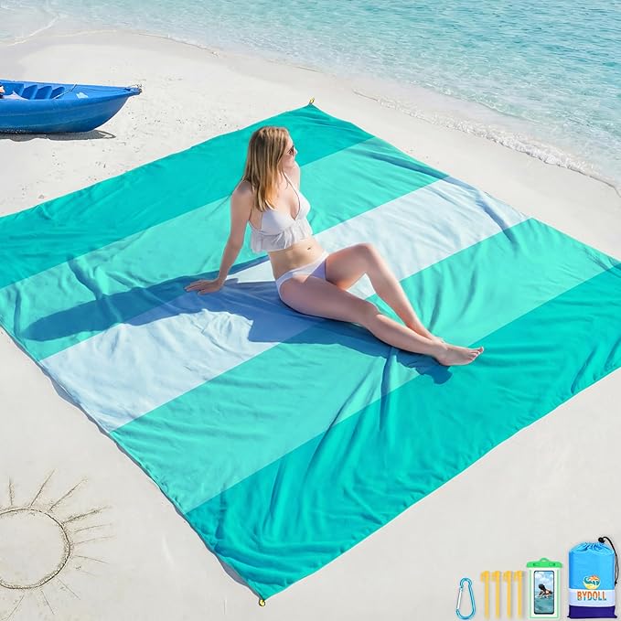 BYDOLL Beach Blanket 10'X9' Waterproof Sandproof Suits1-8 Adults Oversized Lightweight Large Blanket Picnic Mat for Beach Sand Free Travel Camping Hiking Picnic