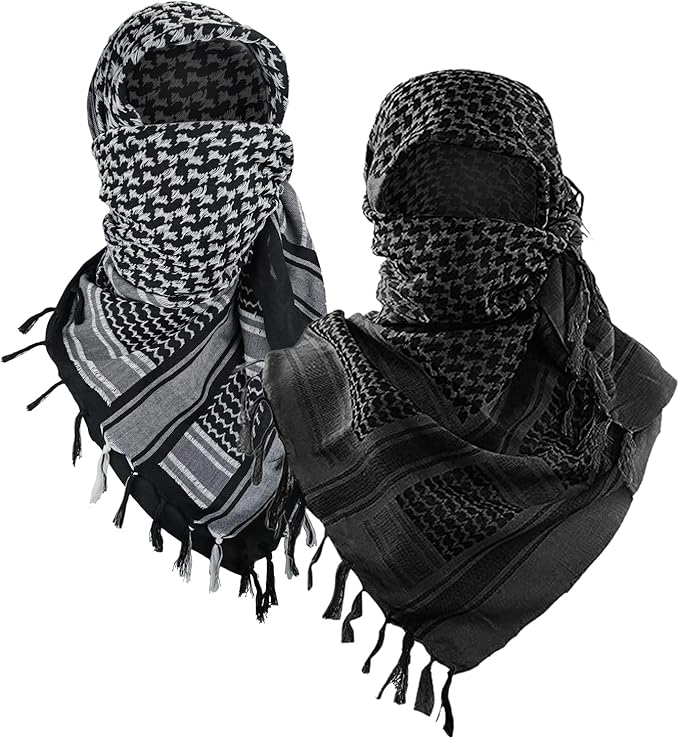 Luxns Military Shemagh Tactical Desert Scarf / 100% Cotton Keffiyeh Scarf Wrap for Men And Women