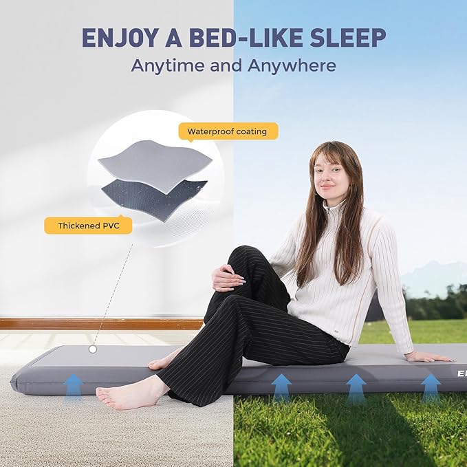 Elegear Camping Sleeping Pad with Multi-Function Electric Pump, 4’’ Ultra-Thick & 1100lb Ultra-Support Camping Air Mattress, Durable Sleeping Pad for Camping/Hiking/Tent/Home/Car Travel