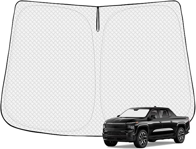 Canvcle Windshield Sun Shade for 2024-2025 2026 Chevrolet/Chevy Silverado EV & GMC Sierra EV Accessories Thicken 6-Layer Front Window Sunshade Cover Sun Visor Foldable Block UV Rays Keep Vehicle Cool