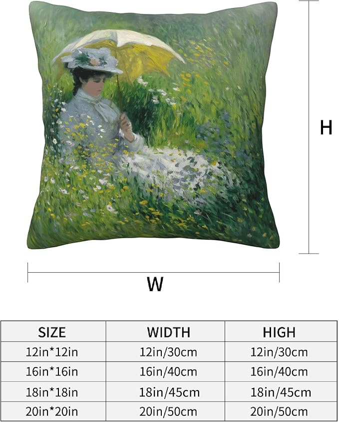 Monet Throw Pillow Covers 18 X 18 Inch Set of 4 Decorative Cushion Cover Home Decor for Sofa Chair Couch Bedroom Living Room