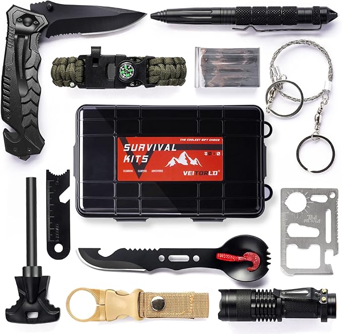 VEITORLD Gifts for Men Dad Husband Him Fathers Day, Survival Gear and Equipment 12 in 1, Survival Kits, Cool Unique Fishing Hunting Anniversary Birthday Gifts for Him Teen Boy Boyfriend Women
