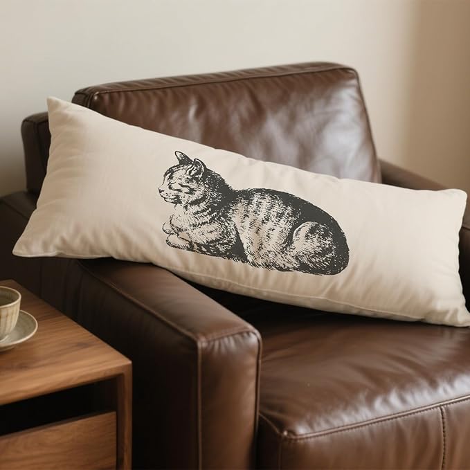 Retro Cat 20x54 Body Pillow Cover, Cat Decor for Home, Gifts for Cats Lovers Women Decorative Long Body Pillow Cases for Bed Couch