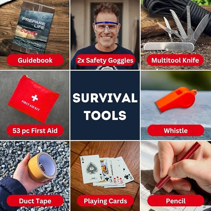 Essentials Complete Deluxe Survival Kit 2 & 4 Person | Bug-Out-Bag | Emergency Go Bag Kit for Wildfires, Hurricanes, and Other Natural Disasters
