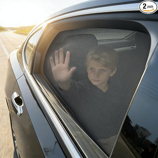 Car Window Shades,Car Window Screens for Camping,Car Window Cover for Baby,Universal Stretchable & Breathable Mesh Shades,Block Sun Rays,Fit Most Truck,SUV and Minivan(Rear 2 Pack)