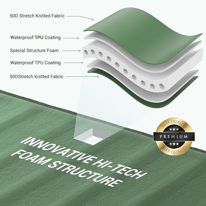 Elegear CumbreX™ Air & Foam Self Inflating Sleeping Pad, Built-in Electric Pump 4" Ultra-Thick Memory Foam Camping Mattress with Pillow Double Camping Pad 4-Season R-value 9.5 Camp Mat for Travel Full