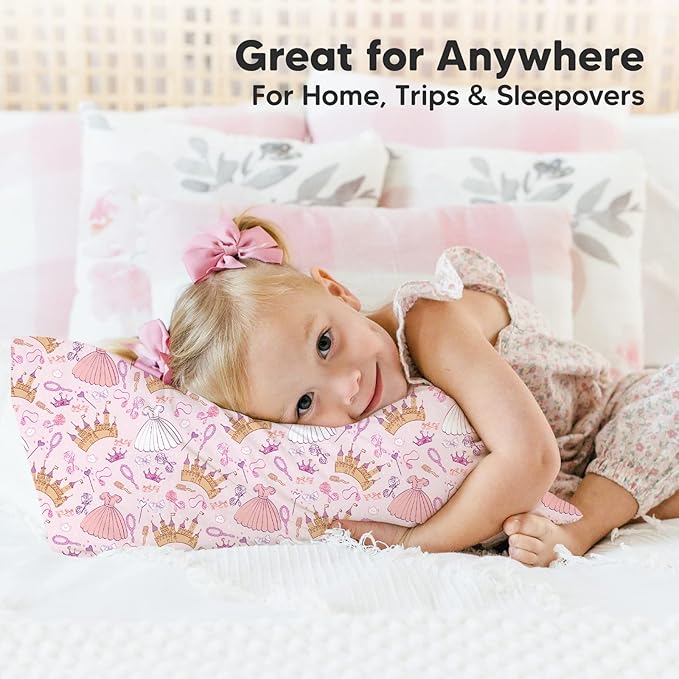 KeaBabies Toddler Pillowcase 13"x18" - Organic Cotton Toddler Pillowcase for Kids, Boys,Girls,Soft & Durable Cotton Cover for Miniature Sleepy Pillows,Cute Colors,Pillow Sold Separately(Dear Princess)