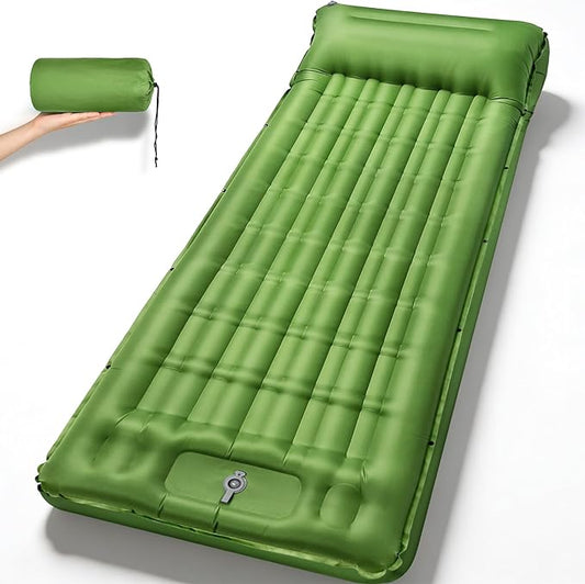 Sleeping Pad for Camping, 4.7" Thick Inflatable Sleeping Mat with 8 in Pillows & Built-in Foot Pump, Self Inflating Air Mattress Mat for Tent Hiking Essentials Gear