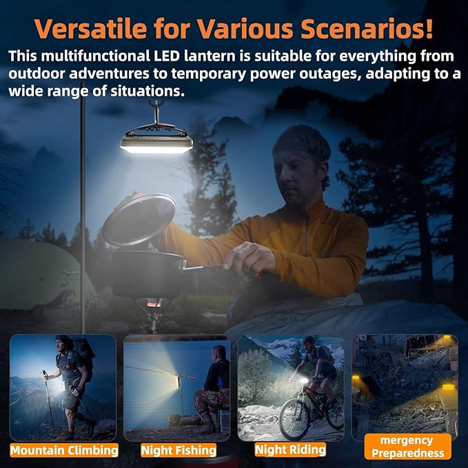 DOTWISE Camping Lantern Rechargeable 10000mAh, Lanterns for Power outages Max 1500LM Camping Lights up to 150Hours,Stepless Dimming & 6 Modes, IPX4 Waterproof,(Green)
