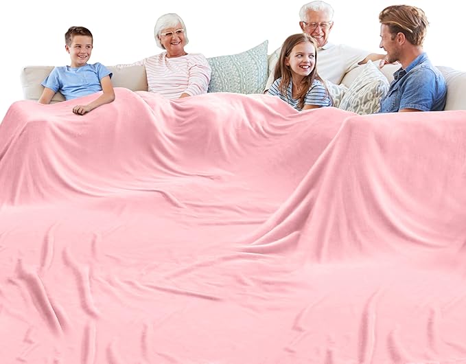 Edenleaf Big Oversized Soft Fleece Blanket, Huge California King Blanket for Whole Family, Bed, Sofa, Couch, Travel and Camping 120x120 Pink