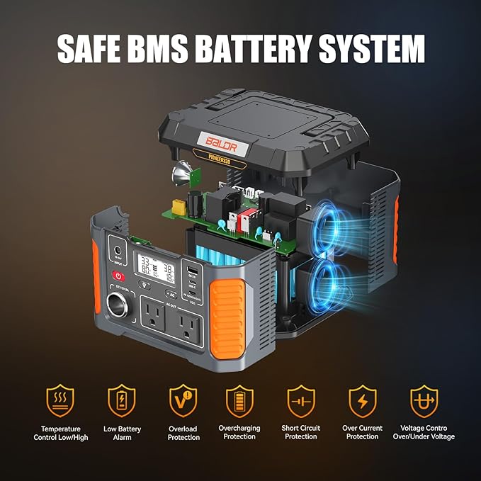 BALDR Portable Power Station, 330W(660W Peak) Solar Generator, 288Wh Solar Power Bank 120V Pure Sine Wave AC Outlet, 78000mAh Backup Lithium Battery for Home CPAP Camping Travel Outdoors Emergency