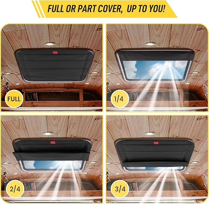 Magnetic RV Vent Cover - 16.25 x 16.25 Inch Foldable Magnet RV Blackout Window Shade Sun Cover with UV Protection and Waterproofing, Comes with Storage Bag (Black)