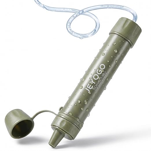 Survival Water Filter Straw - Portable Personal Water Purifier for Hiking, Camping & Bug Out Bag | Tactical Emergency Preparedness Gear, Wilderness Backpacking & Life Saving Equipment(1, Green)