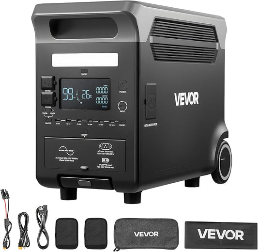 VEVOR Portable Power Station, 3600W 3840Wh Power Station Solar Generator with 10 Output Ports & Adjustable Input Power, Expandable LiFePO4 Battery Backup for Home Camping RV (Solar Panel NOT Included)