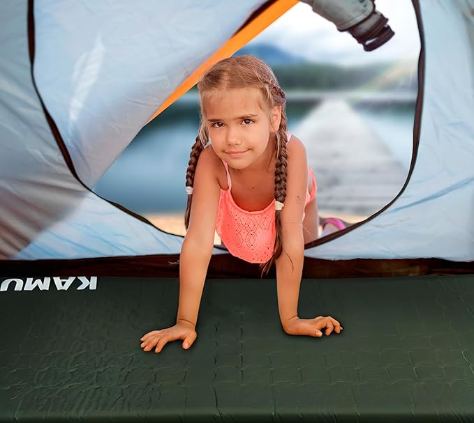 KAMUI Self Inflating Sleeping Pad - 2 Inch Thick Camping Pad Connectable with Multiple Mats for Tent and Family Camping