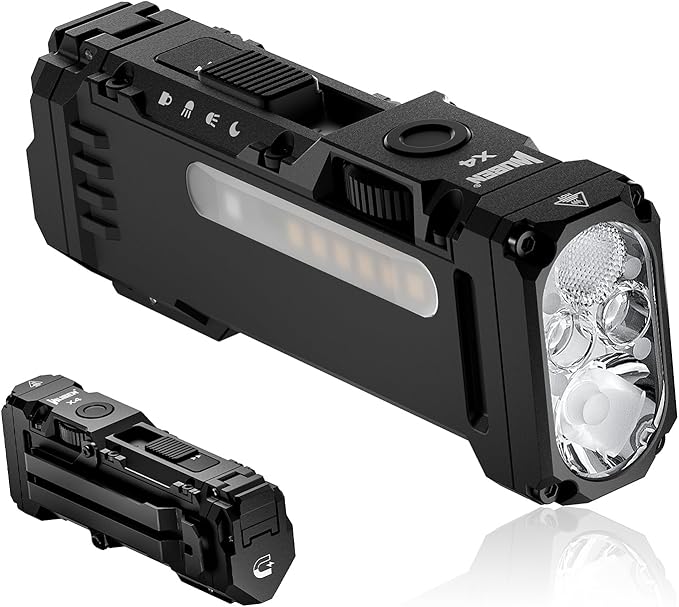 WUBEN X4 EDC Rechargeable Flashlight with RGB Light, LED Flashlight 1500 High Lumens with Tactical Switch and Magnetic, IP65 Portable Pocket USB C, Mini Flash Light for Travel, Camping, Work