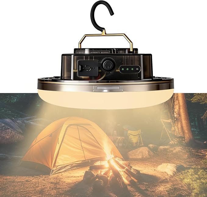 12000mAh Rechargeable Hanging Tent Light with Magnet, Portable 40W 5000LM LED 3 Color Lighting Modes Camping Lantern, IPX5 Waterproof LED Flashlight for Emergency & Gift