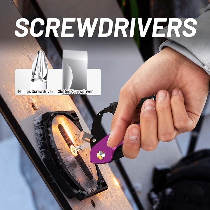 Carabiner Multitool 9-in-1 EDC Pocket Knife, Hexwrench, Saw, Screwdriver, Bottle Opener, Breaker, Survival Gear for Camping Climbing, Gifts for Men Women, Stocking Stuffers (Pink)