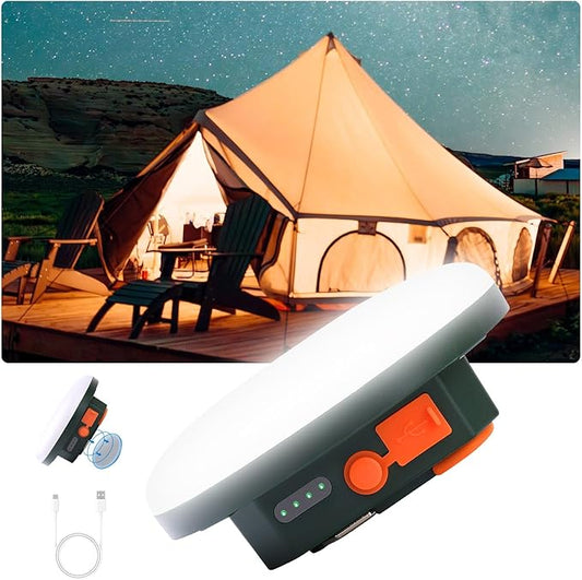 Ultra-Bright Rechargeable LED Camping Lantern,Portable Hanging Tent Light with USB C Charging, IPX5 Waterproof, Magnetic Base & Hook for Camping, Glamping, Backyard & Emergency