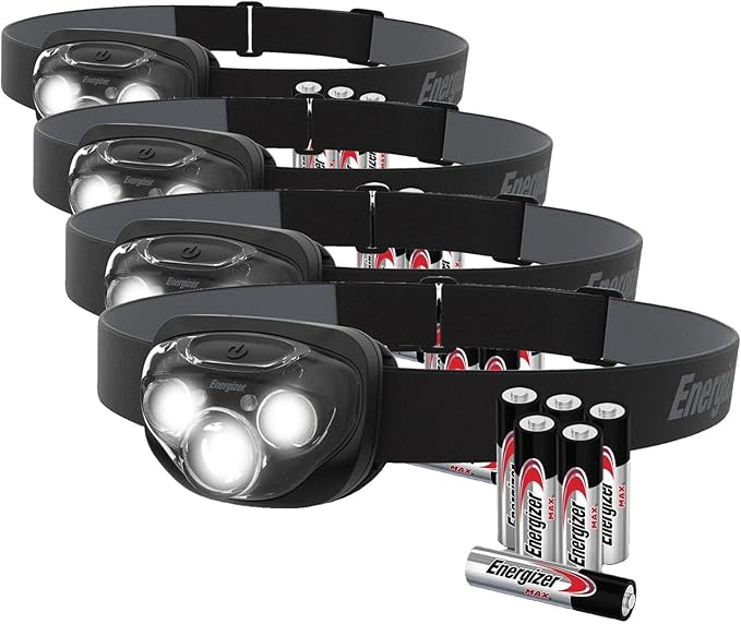 Energizer LED Headlamp PRO, IPX4 Water Resistant Headlamps, High-Performance Head Light for Outdoors, Camping, Running, Storm, Survival LED Light for Emergencies (Batteries Included) (Pack of 8)