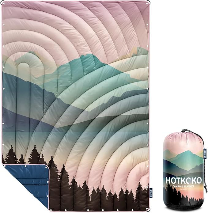 Camping Blanket,Lightweight Puffy Printed Camping Blanket Packable Outdoor Blanket for Camping,Traveling, Stadium, Hiking, Picnics