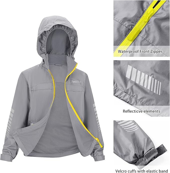 SWISSWELL Kids Rain Gear Boys Girls Youth Waterproof Rain Suit Breathable Reflective Raincoat and Pants