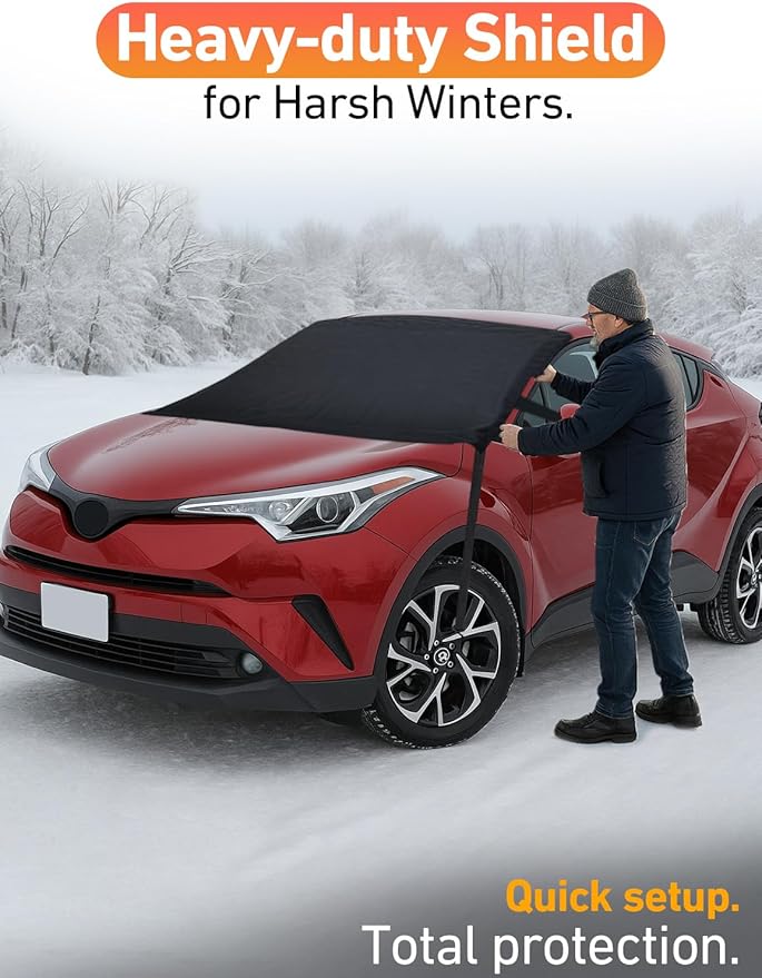 EcoNour Car Snow Cover Compatible for Chrysler CH-R | Windshield Cover for Ice and Snow with S-Hook Straps | Heavy-Duty 600D Oxford Winter Car Cover, Waterproof & Anti-Slip
