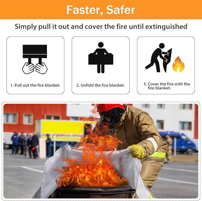 kanhiro Emergency Fire Blanket for Home Kitchen (4 Pack, 40 in X 40 in), Emergency Silicone Fire Blanket
