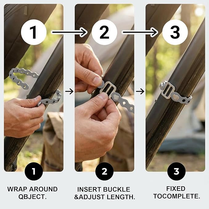 Modular Straps, Safety Strap Set to Secure Splits, 70 pound load, 8" and 16" lengths, Flexible Multi-Tool, Wearable Gadget for Outdoor Adventure, Survival, Camping, Travel (4-Pack) (Gray)