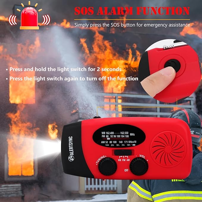 Emergency Solar Hand Crank Dynamo NOAA WB AM/FM Radio Hurricane Camping Survive Kit with 3-LED Flashlight 2000mAh 088FS Portable radios