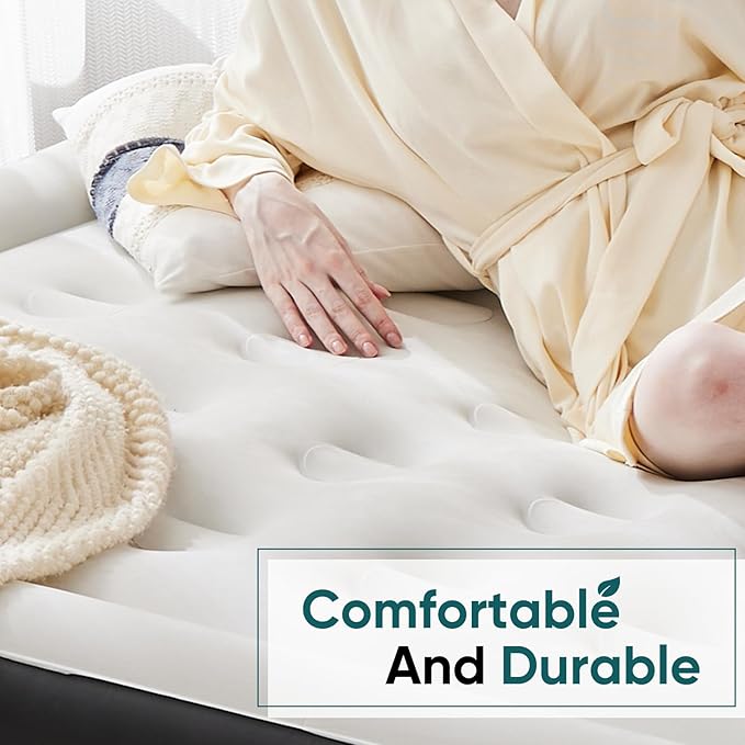 DUMOS Twin Air Mattress with Built-in High Capacity Pump- 18" Inflatable Blow Up Airbed, Double Height Air Bed for Home or Camping, Non-Slip Bottom Design, Weight Capacity 660 lbs