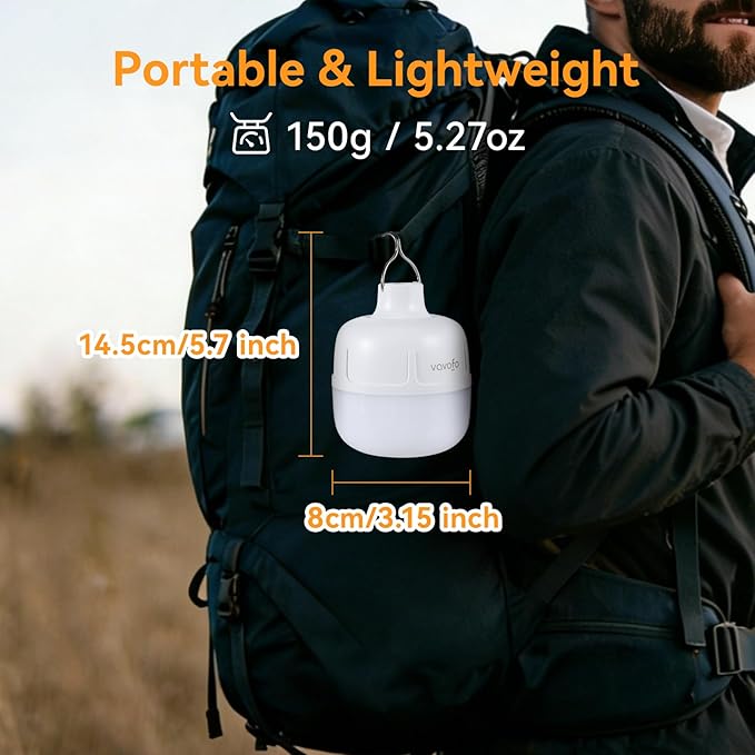 VAVOFO 20W LED Camping Lantern Rechargeable, 1200LM Camping Light , 3000mAh Portable Tent Light , IP65 Waterproof Flashlight Lanterns for Emergencies ,Power Outages,Hurricane (White)