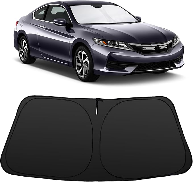 Windshield Sun Shade Custom Fit for 2013 2014 2015 2016 2017 Honda Accord Accessories Foldable Sunshade Sun Blocker Protect Car from Sun Rays & Heat Damage Keep Car Cooler